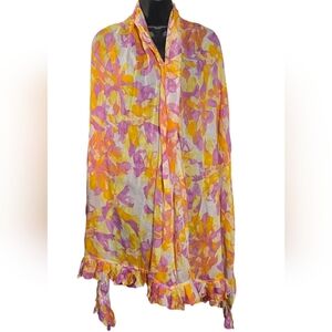 Isaac Mizrahi Floral Scarf in Pink, Orange, and Yellow